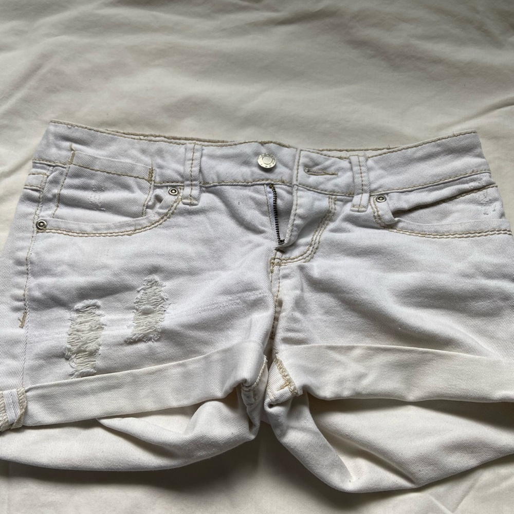 White jean shorts